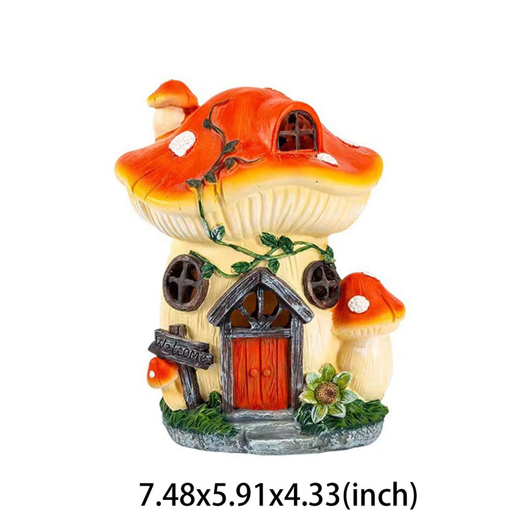 Solar Powered Mushroom House Statue Light IP54 Waterproof Garden Decor Ornament Lawn Decorative Light for Mom/Girlfriend