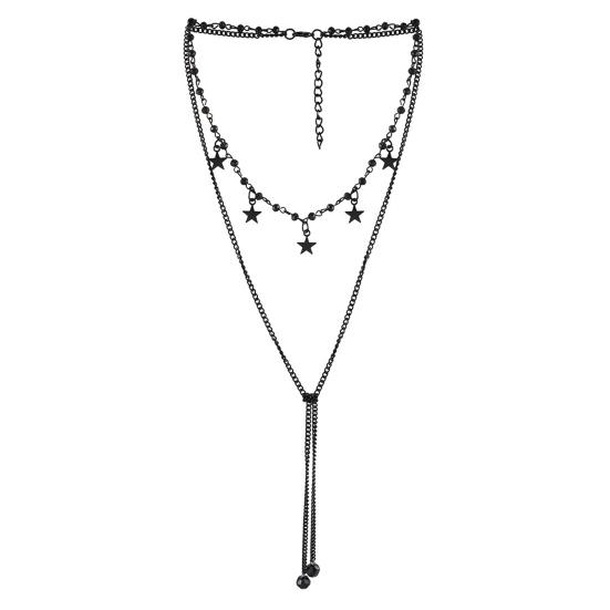 Готическое ожерелье женское ожерелье на Хэллоуин кулон в виде черной луны с многослойными металлическими цепочками бусинами ожерелье-чокер с летучей мышью для костюма для косплея