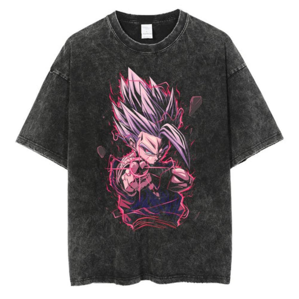 Винтажная стираная футболка с аниме Dragon Ball для мужчин и женщин, с коротким рукавом, уличная одежда, свободный повседневный топ, летняя