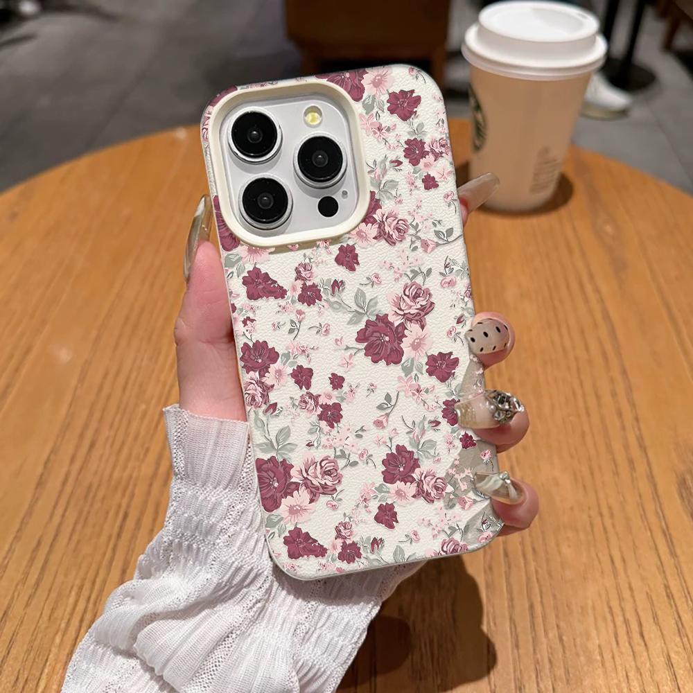 Чехол для телефона с узором из красных порошковых цветов для iPhone 17 16 15 14 13 12 11 Pro Max 16 Plus, противоударный бампер, чехлы