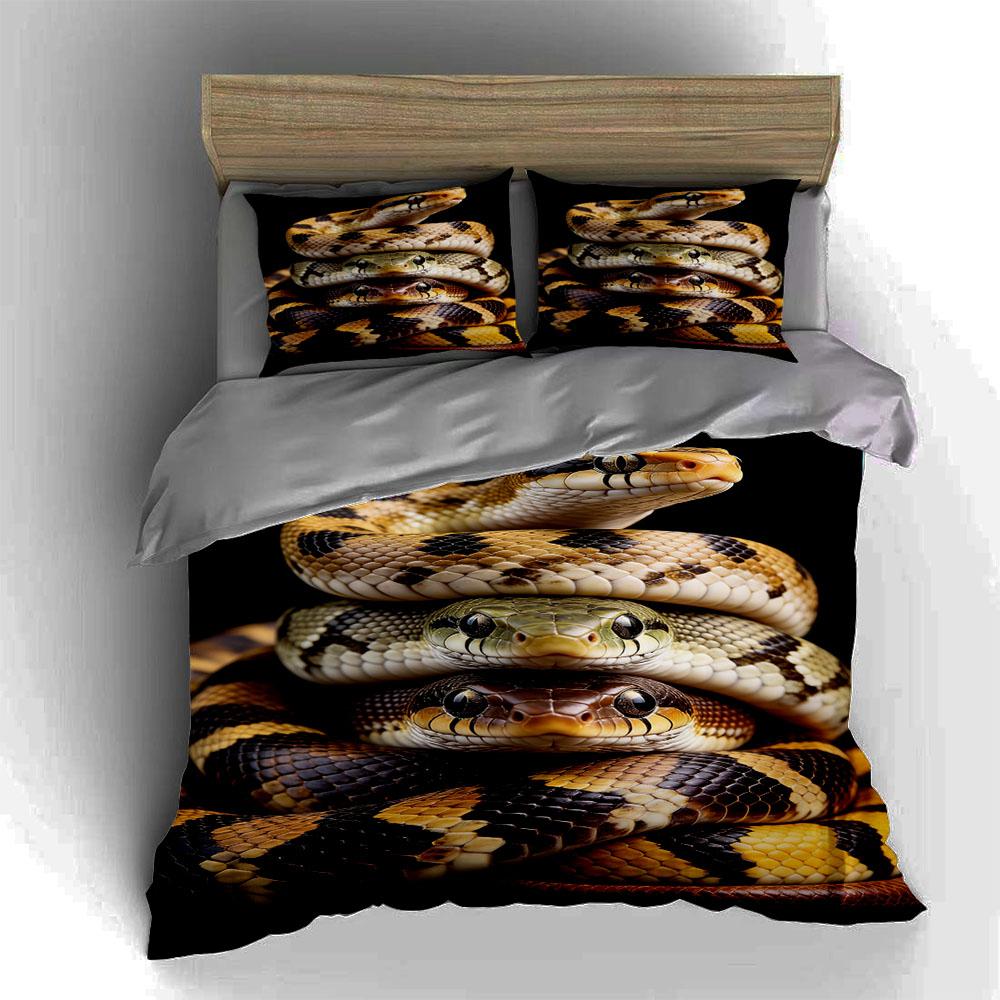 Coiled, snake, realistic. Bedding Duvet cover sets Duvet covers Pillowcases gifts (1 * Duvet Cover 2 * Pillowcases, without duvet insert)