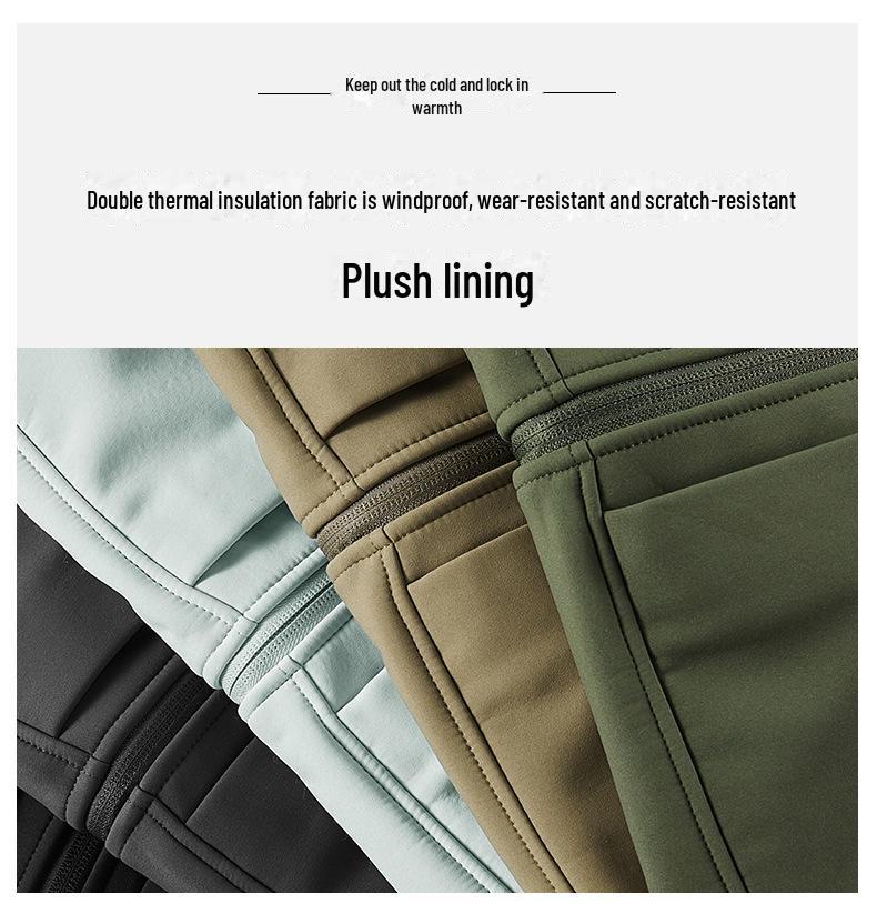 Men's Wind & Waterproof Plus Velvet Soft Shell Jacket - Thick, Large Size for Autumn/Winter