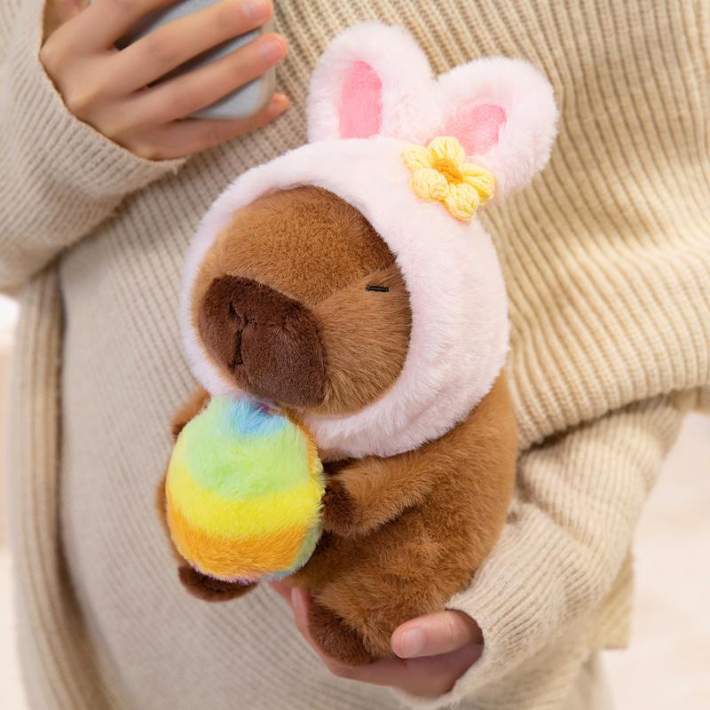 20cm Cute Easter Egg Capybara Plush Toys Movie Stuffed Animals Hug Egg Rabbit Capybara Dolls Easter Gifts for Kids Room Decor