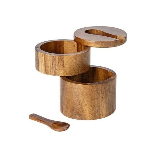 Солонка из акации, коробка для приправ, перечница с магнитной вращающейся крышкой, банка для специй на кухне, бутылка для приправ, коробка для соли