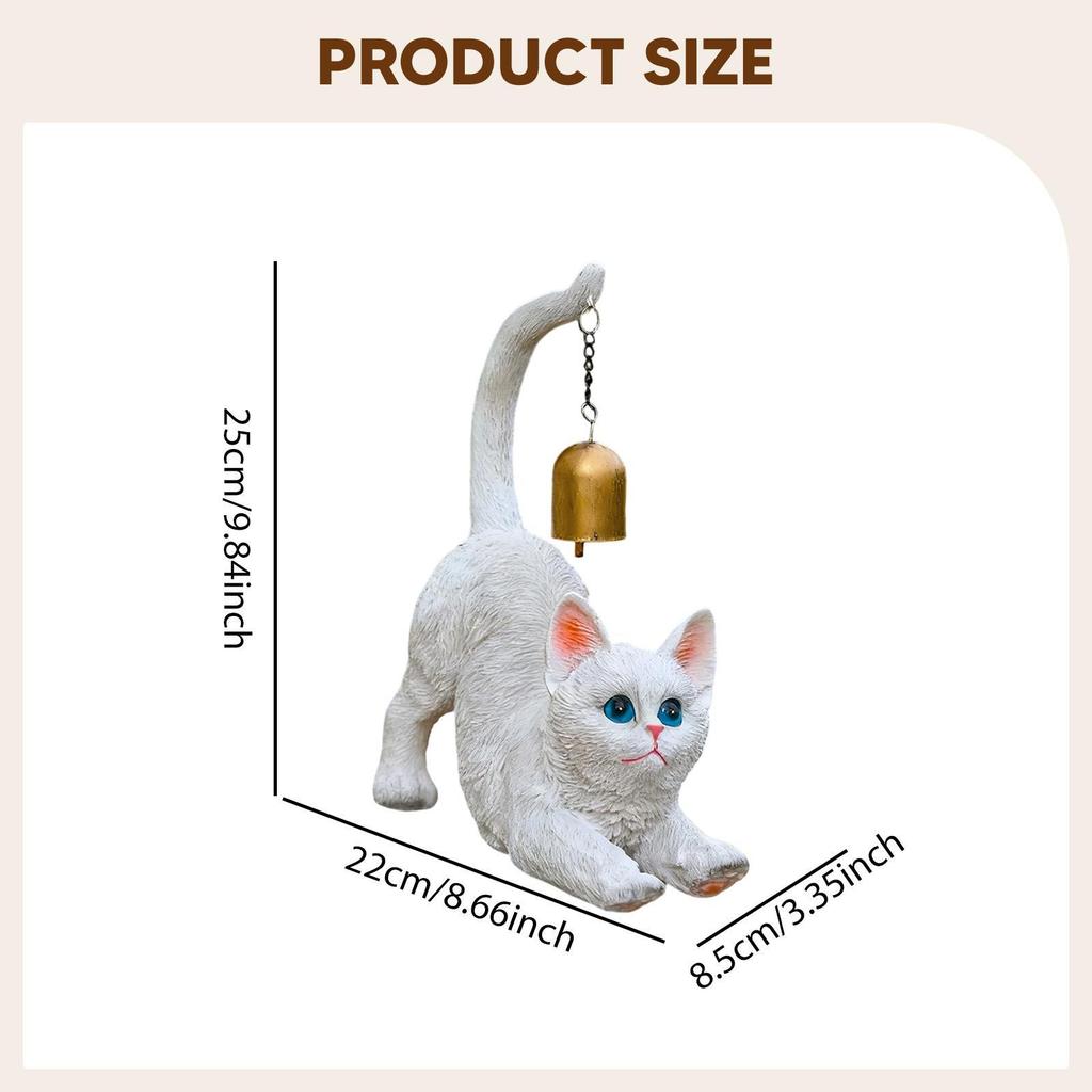 Resin Cat Figurine Decorative Sculpture Garden Animal Statue Modern Ornament for Porch Lawn Housewarming Decor