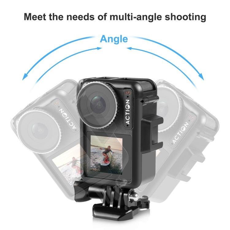 Для DJI Osmo Action 5 Pro / 4 / 3 PULUZ Вертикальная пластиковая защитная рама-клетка с креплением для аксессуаров (холодный башмак) (черный)
