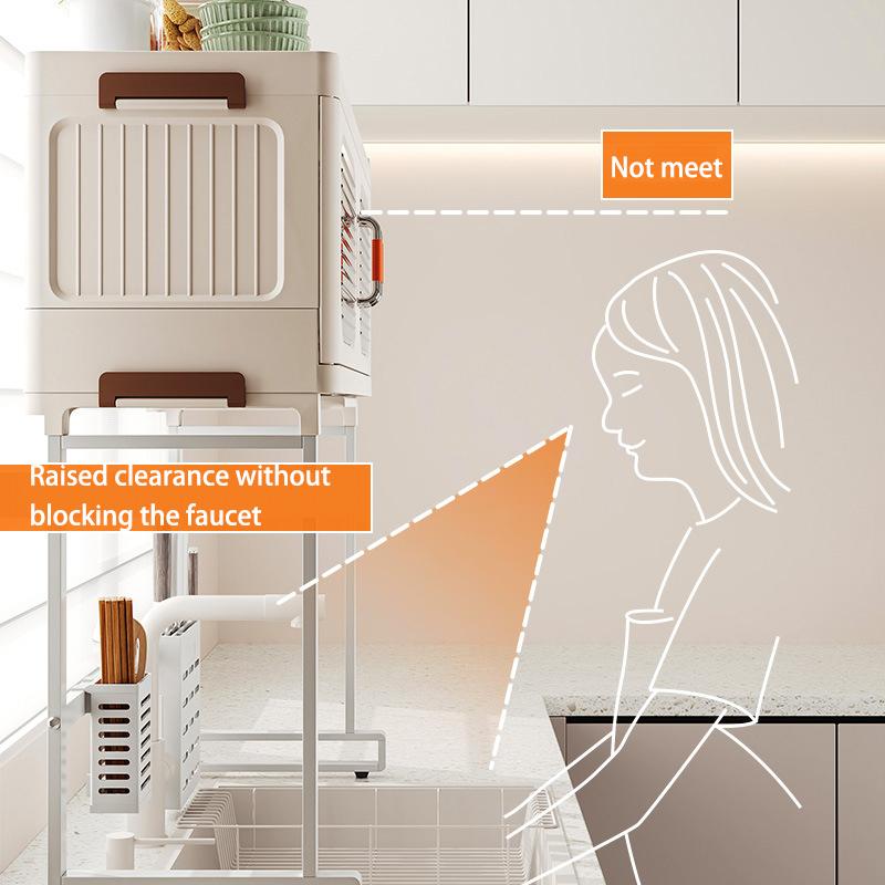 Over the Sink Dish Drainer Drying RackOver Sink Dish Rack for a Tidy Kitchen Sink Shelf Organized Space-Saving Dish Rack with Cover for Dishe