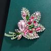 Women Luxury Waterdrop Flower Brooch Pin Pink Romantic Floral Brooches Bouquet Wedding Jewelry