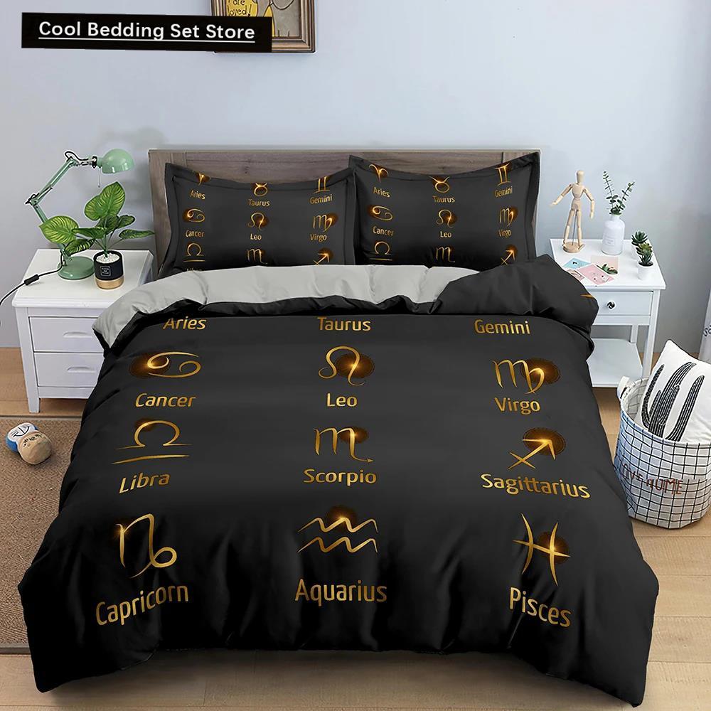 Constellation King Queen Duvet Cover Astrological Bedding Set for Kids Teens Adults Psychedelic Tarot Astrology Soft Quilt Cover