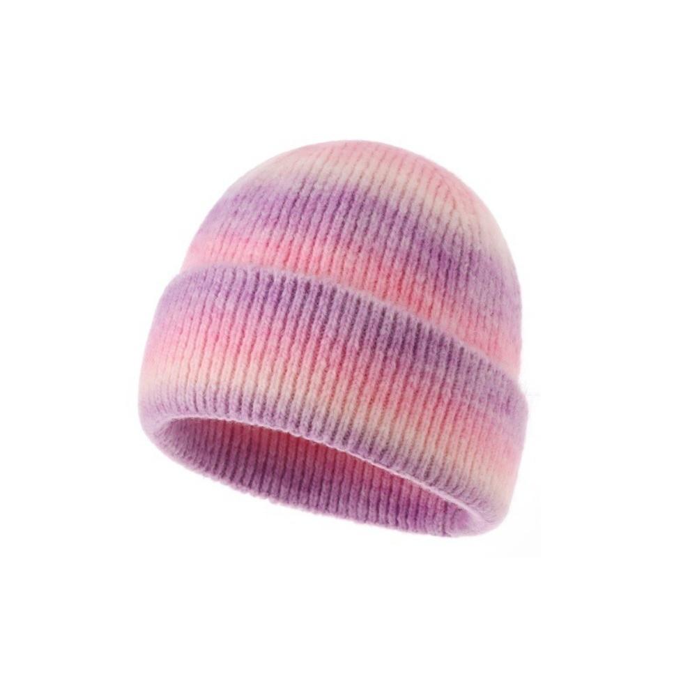 Gradient Color Knitted Beanie Hat Windproof Pullover Hat Trendy Warm Winter Cap  Autumn Winter
