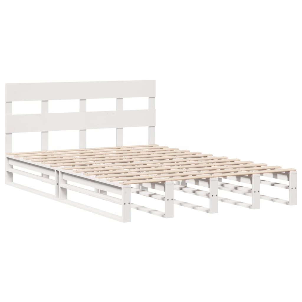 Solid Wood Bed without Mattress White 120x190 cm Pine Wood