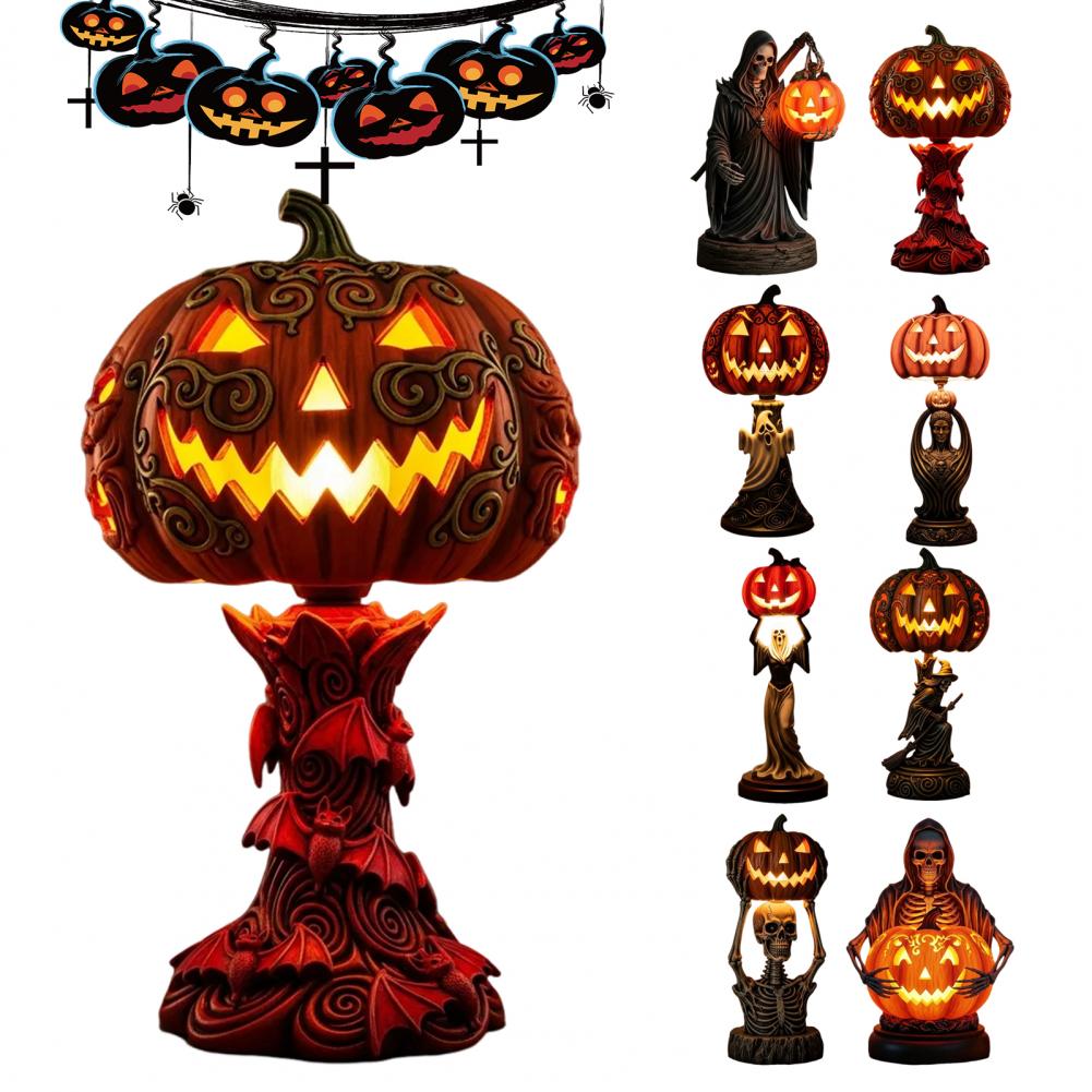 Halloween Pumpkin Decor Pumpkin Light Decoration Halloween Pumpkin Lantern Set with Skeleton Ghost Witch Themed for Home