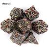 7 Pcs Silver Red Metal Dice Solid Metal Polyhedral Dice Set Suitable for Role-Playing RPG    Board Game Card Game