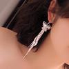 Женские линейные серьги с длинными кисточками и стразами, бабочкой, полумесяцем и луной