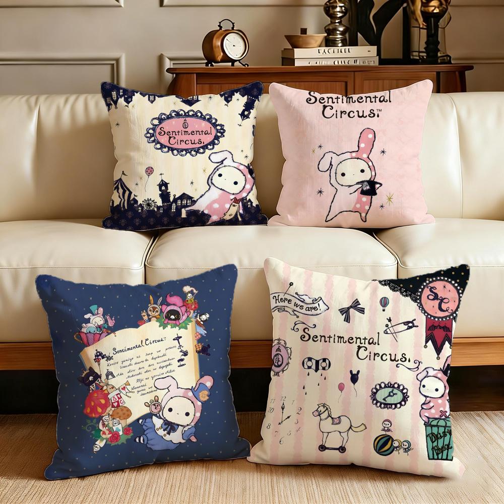 Sentimental Circus Cute Cushion Cover Cushion Cover Set 4Pcs 50X50 45X45 40X40 Pillowcase Decorative Sofa Home Decor
