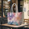 Gradient Mermaid Scales Print Fashion Tote Bag Portable Daily Bag
