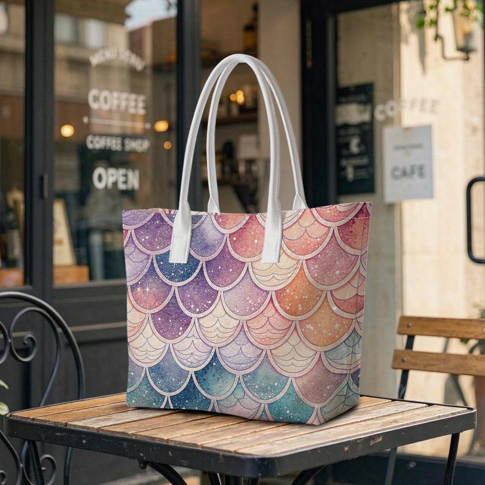 Gradient Mermaid Scales Print Fashion Tote Bag Portable Daily Bag