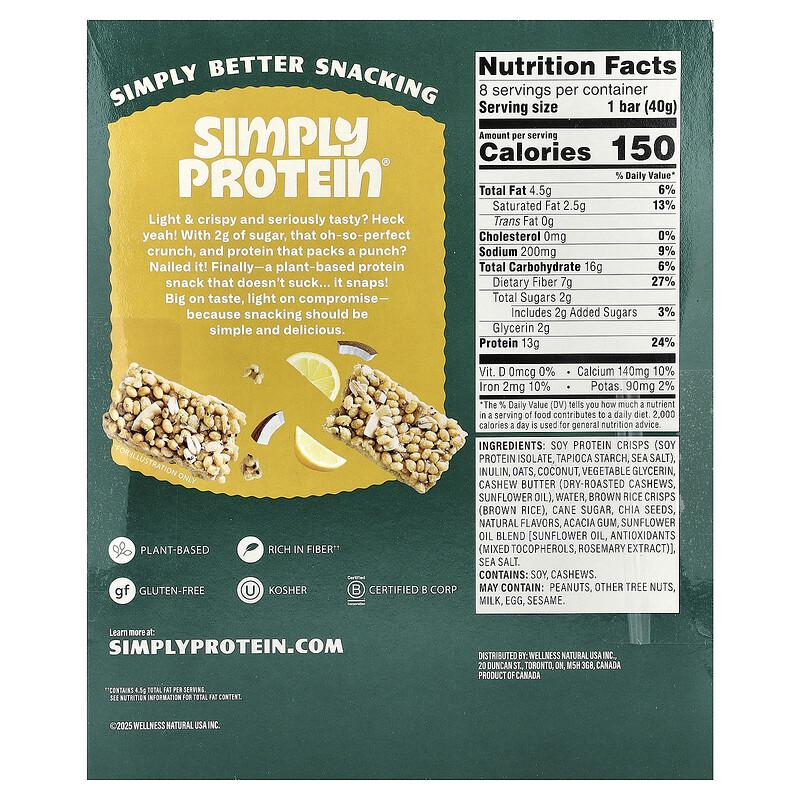 Crispy Snack Bars, Lemon Coconut, 8 Bars, 1.41 oz (40 g) Each