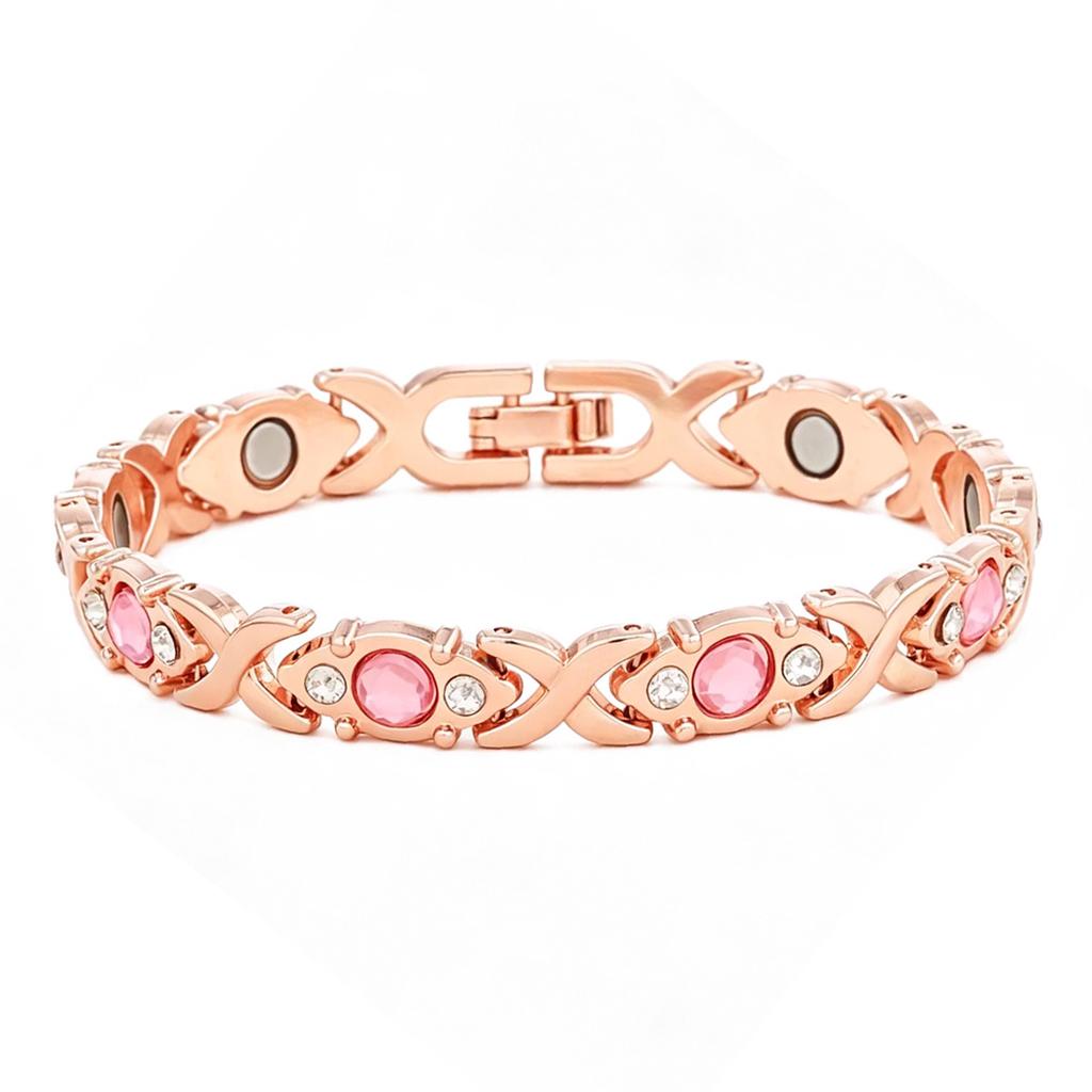 Ladies Detachable Energy Magnetic Bracelet Eco Friendly Rhinestone Adjustable Bangle