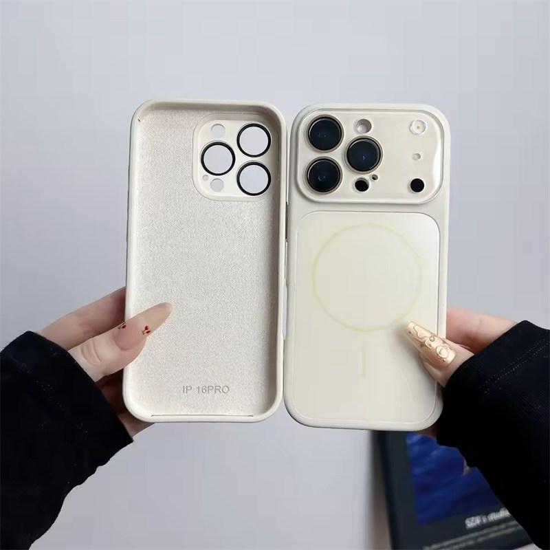 Большое окно Жидкий силикон Для Magsafe Магнитный чехол Для iPhone 17 16 15 14 13 Pro Max Защита камеры Ударопрочный Мягкий чехол