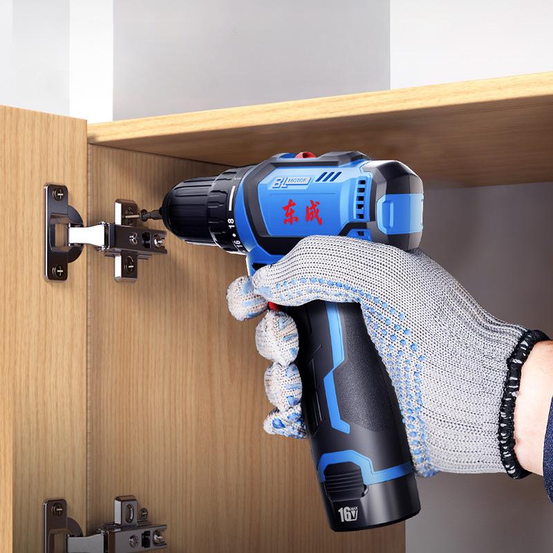 Dongcheng бесщеточная ручная электрическая дрель-шуруповерт DCJZ1603 бытовая маленькая стальная пушка перезаряжаемая литиевая батарея дрель-шуруповерт