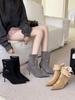 2025 осень и зима новая модель острый носок тонкий каблук высокий каблук темперамент тонкие французская мода сексуальная красота женские интернет-знаменитости короткие ботинки