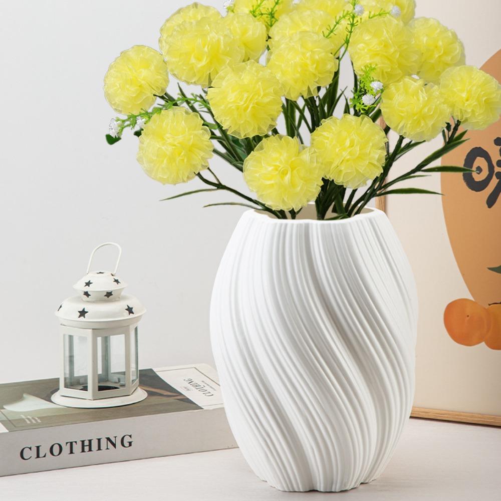 Nordic Wave Shaped Plastic Vase High-end Home Decoration Flower Arrangement Decoration White Water Cultivation Vase
