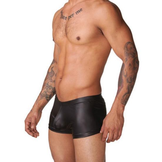 Sexy Men Faux Leather Boxers Briefs Shorts Underwear Soft Underpants Swimwear