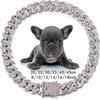 New Link Chain Dog Diamond Chain Collar Inlaid Rhinestone Diamond Link Chain Hip Hop 12mm Pet Crystal