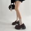 Fashion Commuter Black French Platform Small Leather Shoes Women's 2025 New Autumn and Winter One-pedal British Style Loafers