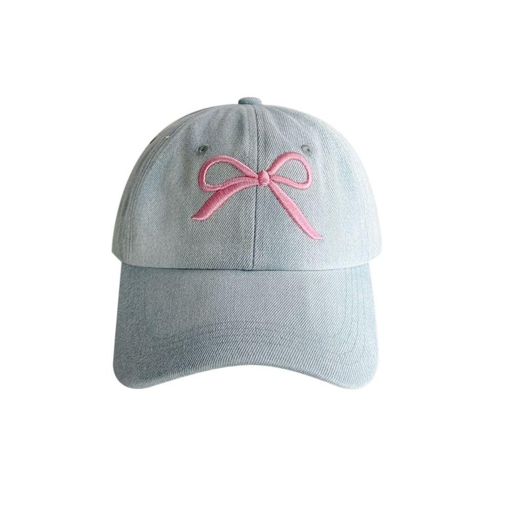 Регулируемые бейсболки с вышивкой бантиком, уличная шляпа от солнца, винтажная кепка с козырьком, женские, для девочек
