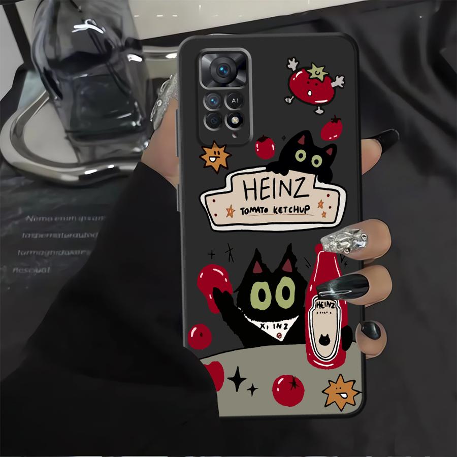 Чехол-соусник с котиком для Xiaomi Redmi Note 14 11S 14C 13 Pro Plus 9 8 7 12S A4 A5 12C 13C K40 K80 A1 A2 A3 12 11 Pro 10