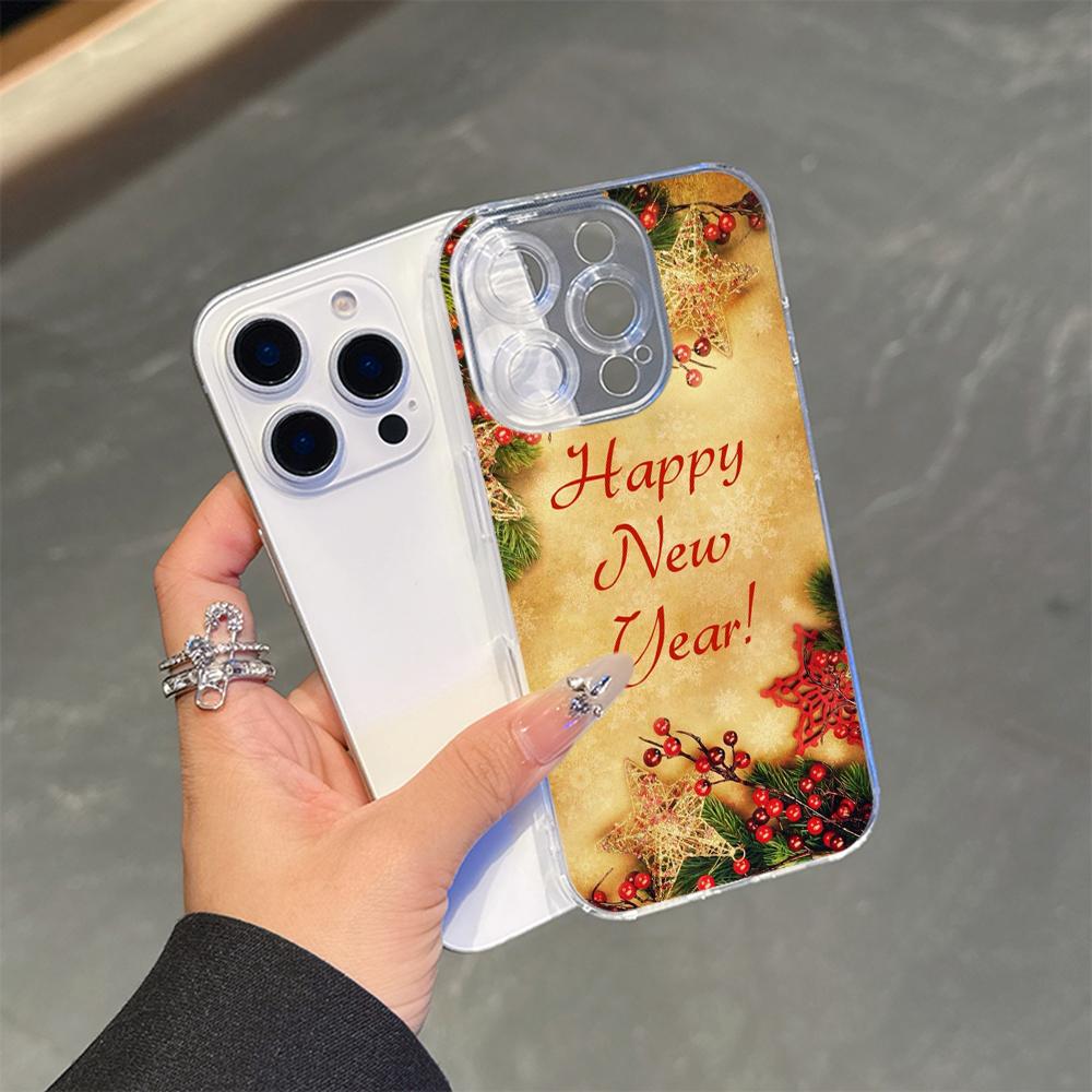 Ae118 Merry Christmas Santa art Magsafe Прозрачные чехлы для Samsung S23 S24 Ultra S20 S21 FE iPhone 16 Pro Max Магнитная беспроводная зарядка Задняя крышка