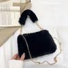 Fashion Women Handbags Winter Furry Ladies Soft Plush Clutch Purse Shoulder Bags Fashion Female Cherry Pendant Messenger Bag