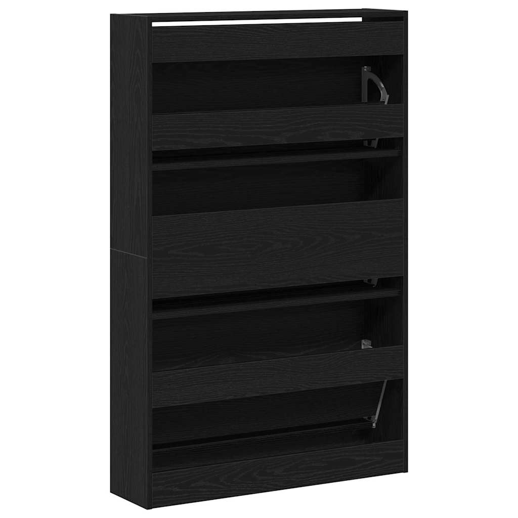 Shoe Cabinet with Shelf Black Oak Effect 80 x 21 x 125.5 cm