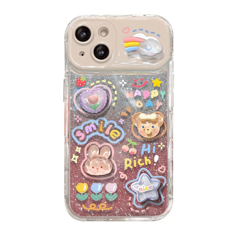 Cloud Doll Chain Suitable for Apple 15pro Mobile Phone Case 11/12mini Three-dimensional IPhone 13 Flip Mirror
