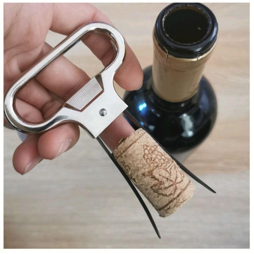 2pcs Two-Prong Design Wine Bottle Opener Easy Cork Remover Old Wine Corkscrew Remover Home