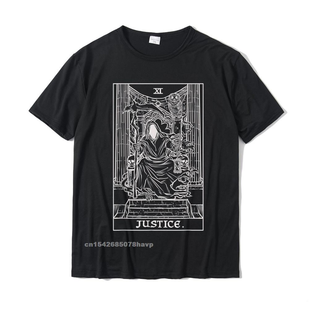 Justice Tarot Card Grim Reaper Halloween Goth Horror Occult T-Shirt Normal Cotton Tops Shirt Casual Discount T Shirts