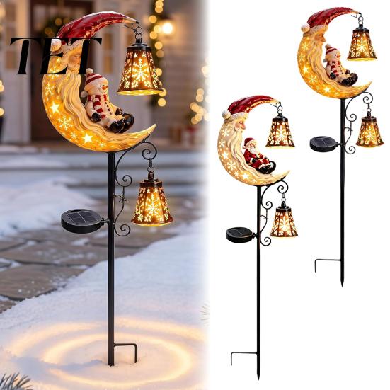 Easy Installation Outdoor Lighting Solar Christmas Garden Stake Light, 31.5 Inch Santa Snowman LED Pathway Lights, Powered Walkway Lights Waterproof