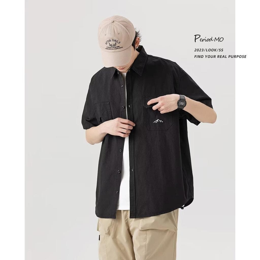 Летняя рубашка с коротким рукавом три четверти для студентов, свободный и нишевый дизайн, забавный новый мужской топ для ношения на открытом воздухе