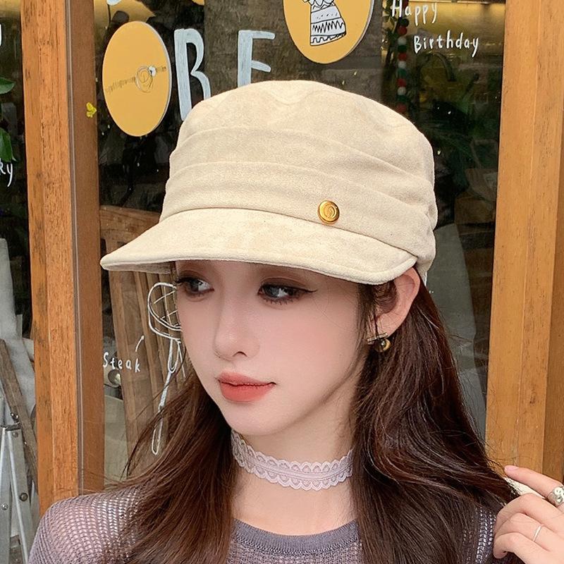Beret female literary new retro equestrian hat wide brim show face small British painter hat