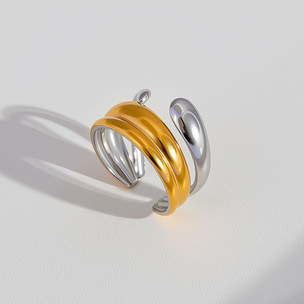 Fashion Geometric Rings for Women Gold Silver Color Stainless Steel Adjustable Ring Wedding Party Fashion Christmas Jewerly Gift