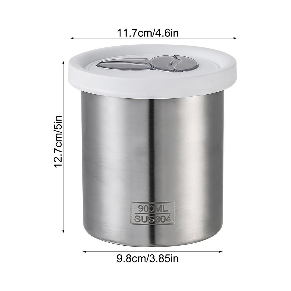 Coffee Canister 900ML Airtight Large Opening Stainless Steel Home Food Storage Organizers for Dorm Office Apartment Dining Room