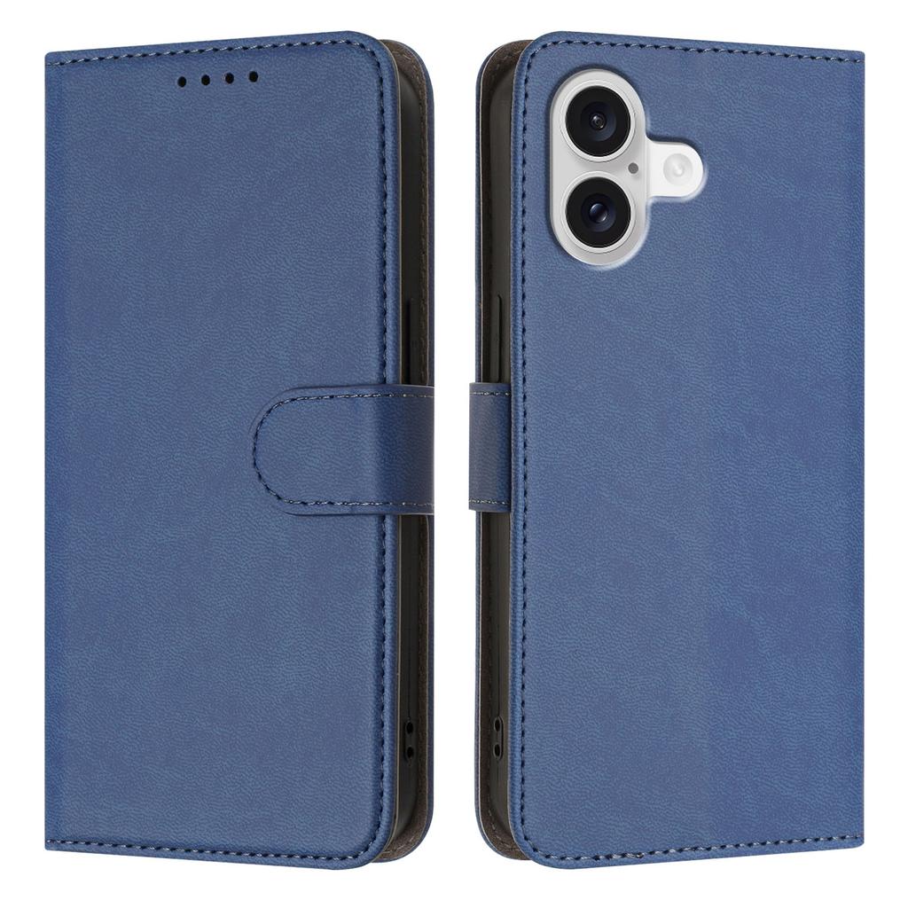 For iPhone 17 Leather Case Solid Color Phone Cover with Wallet