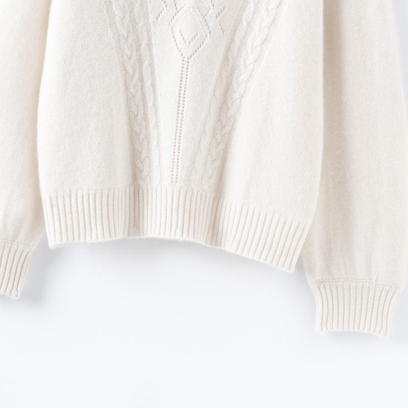 Женский кашемировый свитер Qinghe Cashmere 30% Кашемир 70% Шерсть Осенне-зимний кашемировый пуловер Мягкий и теплый