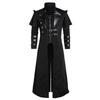 Vintage Halloween Medieval Steampunk Assassin Elves Pirate Costume Adult Men Black Long Split Jacket Gothic Armor Leather Coats