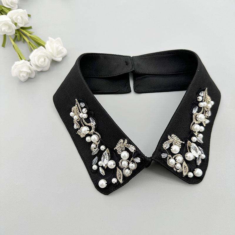 Beading Fake Collar Women Elegant Diamond Detachable Collars for Woman False Shawl Shoulder Wrap Lapel False Collars Woman Tie