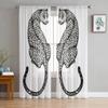 Hand Drawn Leopard Sheer Window Curtains For Living Room Bedroom Modern Voile Tulle Curtains Fabric Drapes For Kitchen