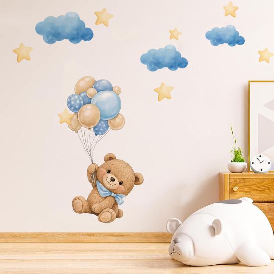 Cartoon Wall Stickers Cute Animals Wall Decal Elephant Bear Cat PVC Mural Art for Baby Nursery Kids Bedroom Playroom Classroom Wall