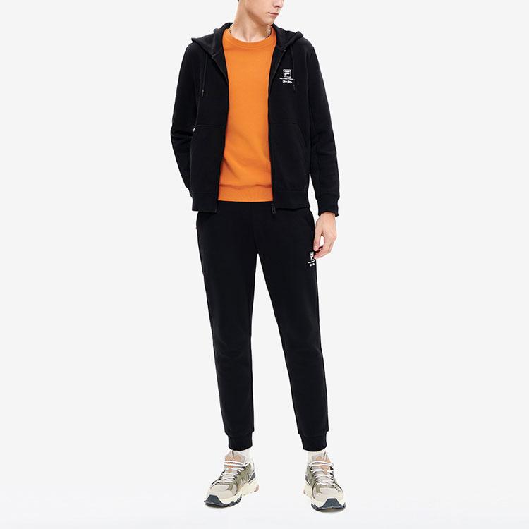 Fila FW22 Однотонные вязаные повседневные брюки с манжетами Мужские брюки Черные F11M248604FBK
